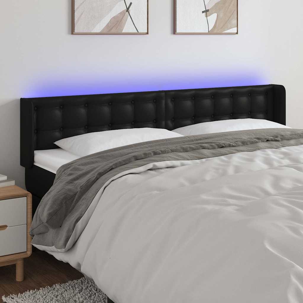 Vidaxl hoofdbord led 163x16x78 88 cm kunstleer zwart