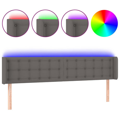 Vidaxl hoofdbord led 163x16x78 88 cm kunstleer grijs