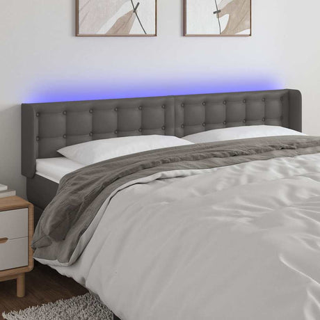 Vidaxl hoofdbord led 163x16x78 88 cm kunstleer grijs