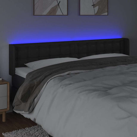Vidaxl hoofdbord led 183x16x78 88 cm kunstleer zwart
