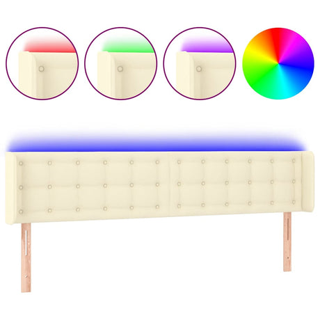 Vidaxl hoofdbord led 183x16x78 88 cm kunstleer crèmekleurig