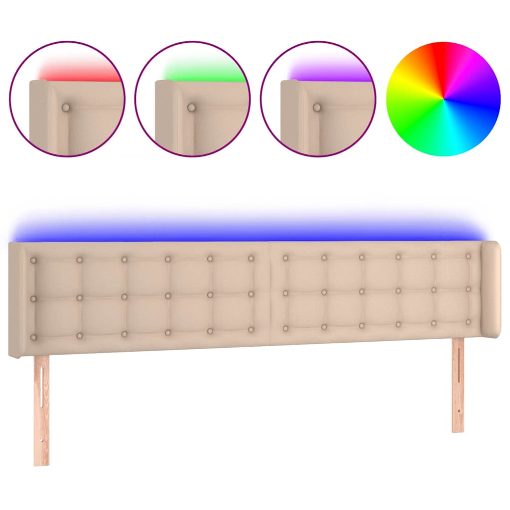 Vidaxl hoofdbord led 183x16x78 88 cm kunstleer cappuccinokleurig
