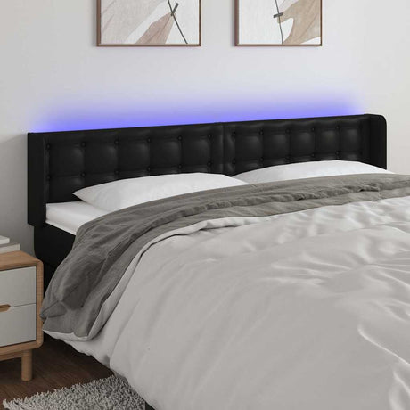 Vidaxl hoofdbord led 203x16x78 88 cm kunstleer zwart