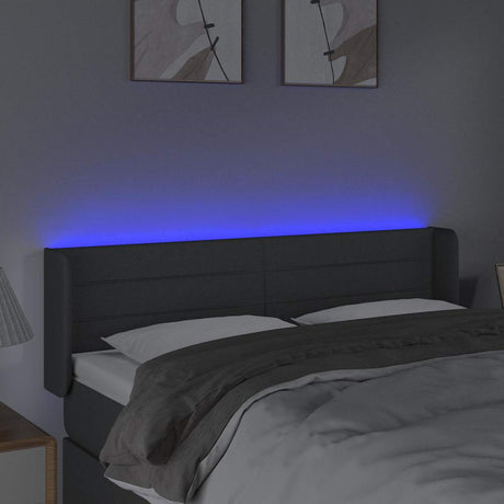 Vidaxl hoofdbord led 147x16x78 88 cm stof donkergrijs
