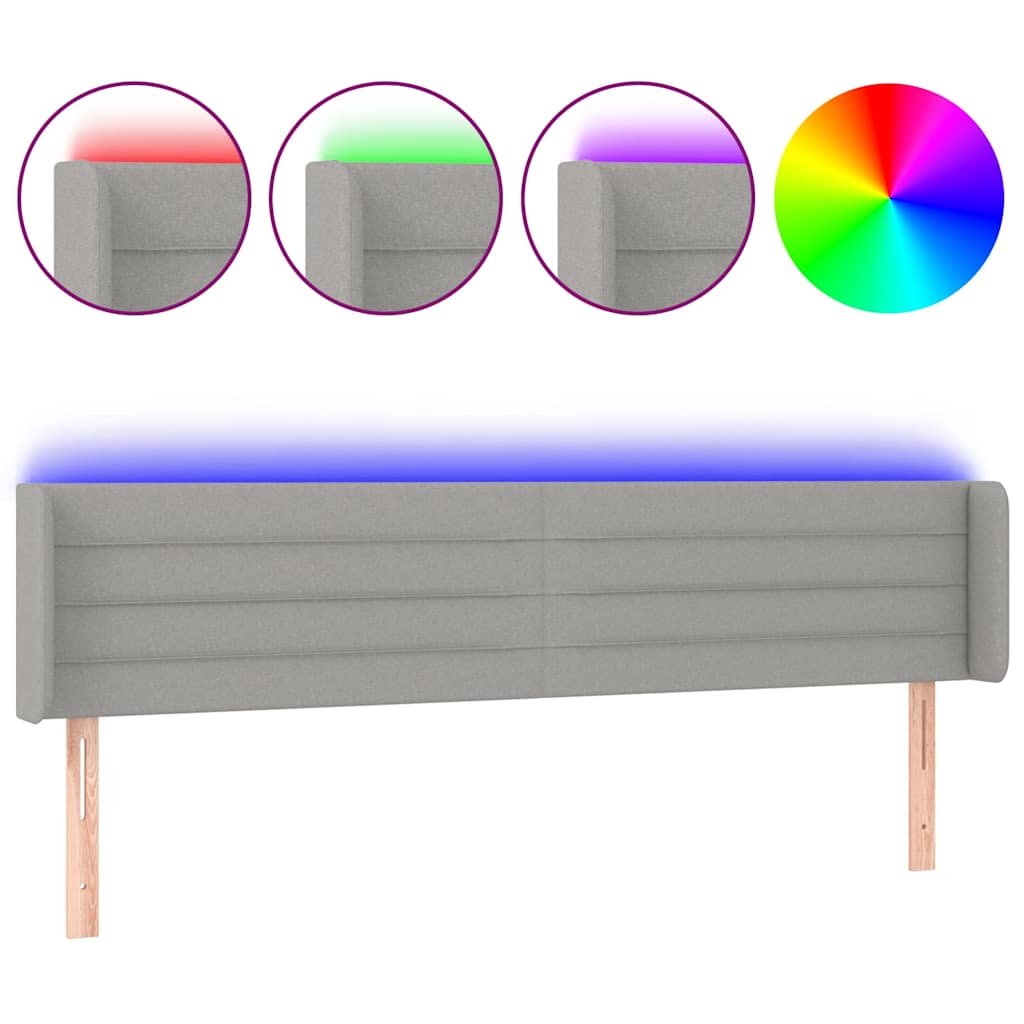 Vidaxl hoofdbord led 163x16x78 88 cm stof lichtgrijs