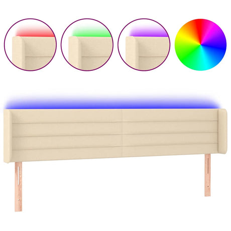 Vidaxl hoofdbord led 163x16x78 88 cm stof crèmekleurig
