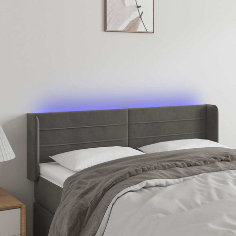 Vidaxl hoofdbord led 147x16x78 88 cm fluweel donkergrijs