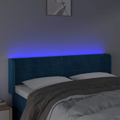 Vidaxl hoofdbord led 147x16x78 88 cm fluweel donkerblauw