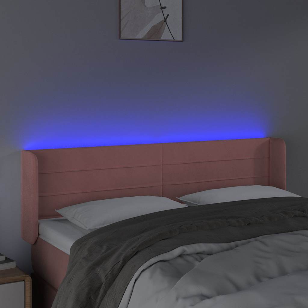Vidaxl hoofdbord led 147x16x78 88 cm fluweel roze
