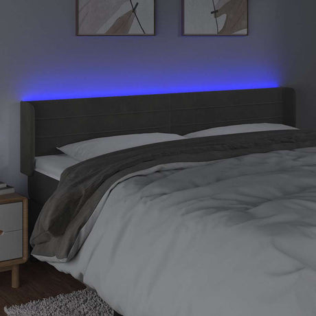 Vidaxl hoofdbord led 163x16x78 88 cm fluweel donkergrijs