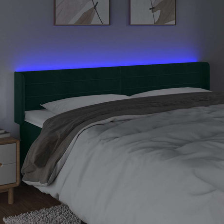 Vidaxl hoofdbord led 163x16x78 88 cm fluweel donkergroen