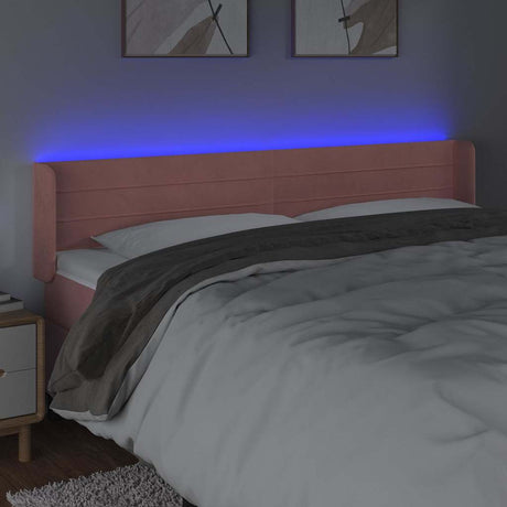 Vidaxl hoofdbord led 163x16x78 88 cm fluweel roze