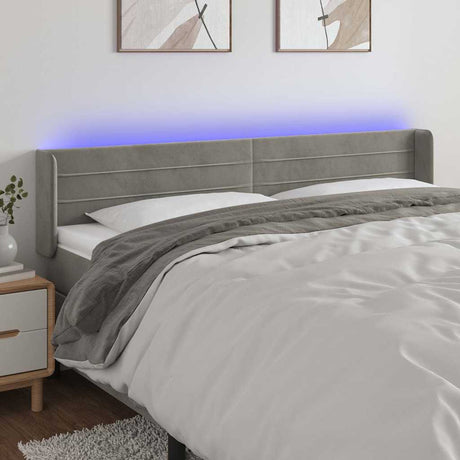 Vidaxl hoofdbord led 203x16x78 88 cm fluweel lichtgrijs