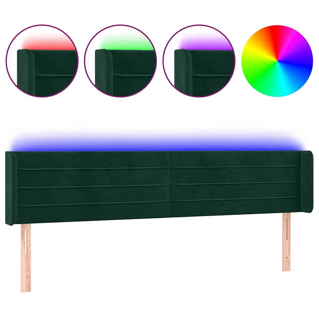Vidaxl hoofdbord led 203x16x78 88 cm fluweel donkergroen