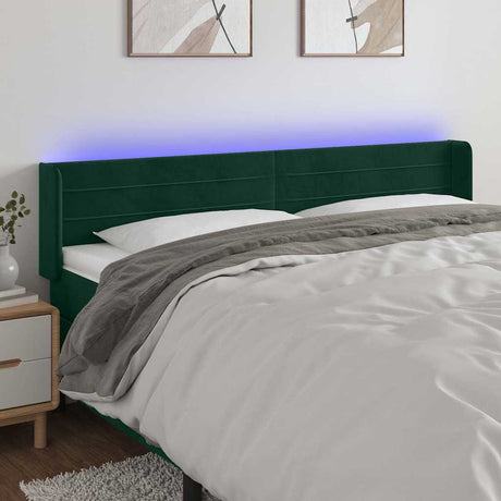 Vidaxl hoofdbord led 203x16x78 88 cm fluweel donkergroen