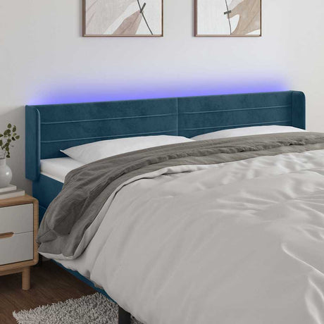 Vidaxl hoofdbord led 203x16x78 88 cm fluweel donkerblauw