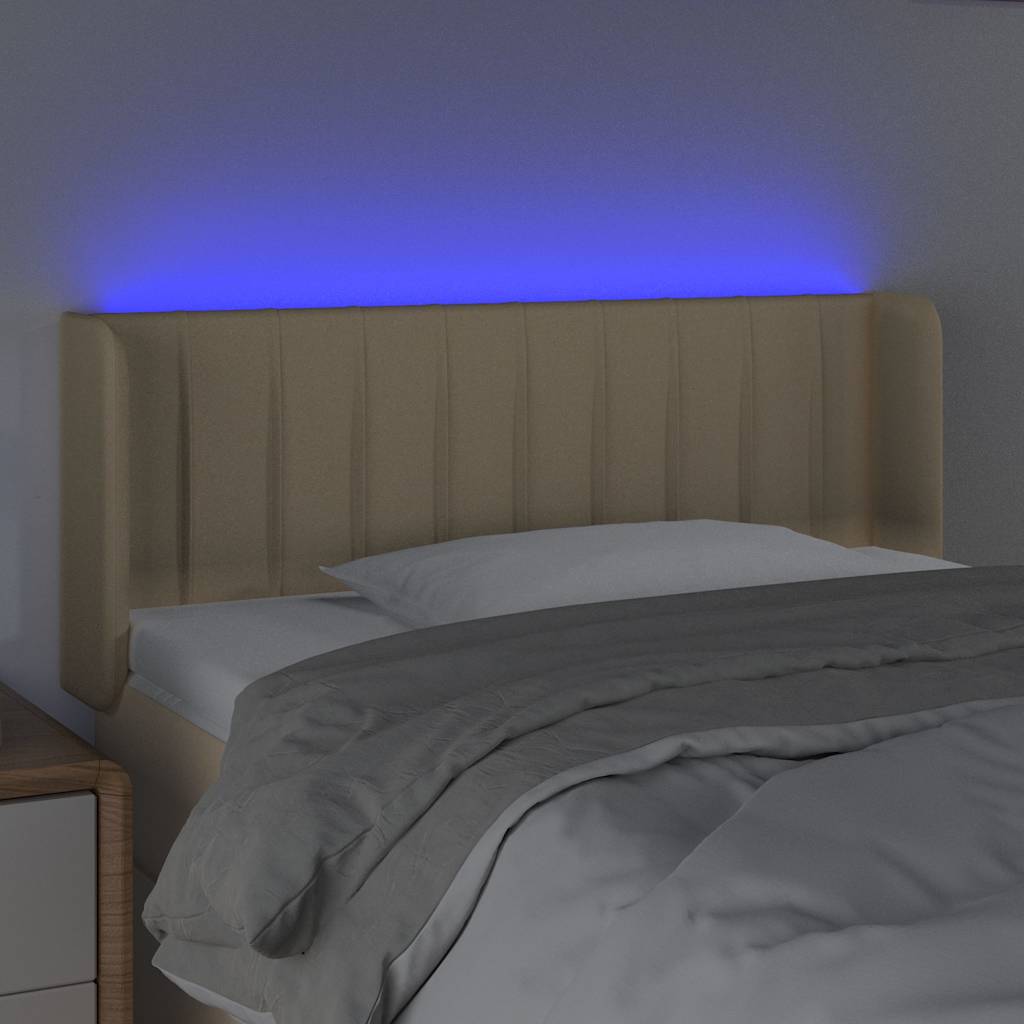 Vidaxl hoofdbord led 93x16x78 88 cm stof crèmekleurig
