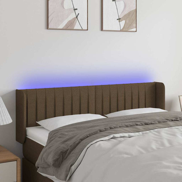 Vidaxl hoofdbord led 147x16x78 88 cm stof donkerbruin