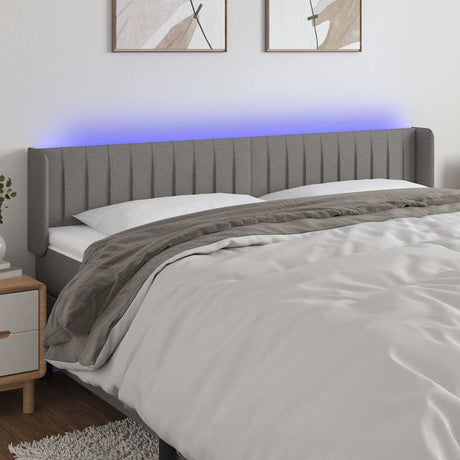 Vidaxl hoofdbord led 163x16x78 88 cm stof donkergrijs