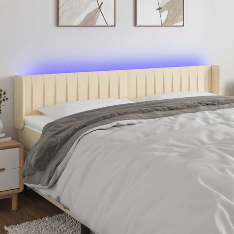 Vidaxl hoofdbord led 163x16x78 88 cm stof crèmekleurig