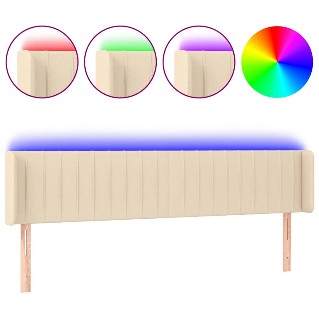 Vidaxl hoofdbord led 183x16x78 88 cm stof crèmekleurig
