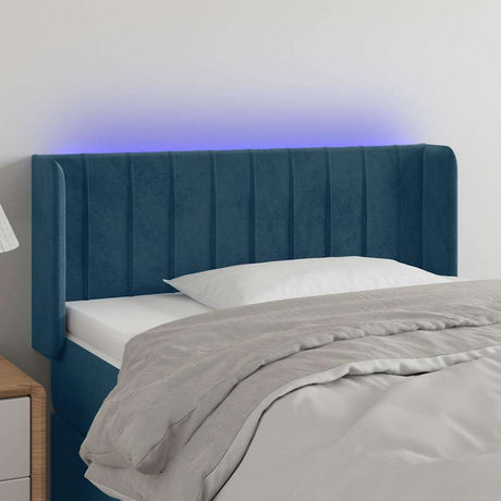 Vidaxl hoofdbord led 103x16x78 88 cm fluweel donkerblauw