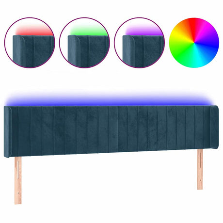 Vidaxl hoofdbord led 163x16x78 88 cm fluweel donkerblauw