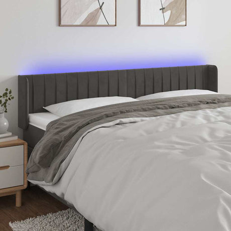 Vidaxl hoofdbord led 183x16x78 88 cm fluweel donkergrijs