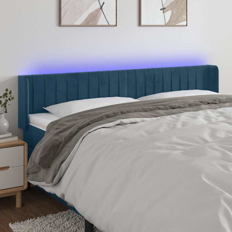 Vidaxl hoofdbord led 183x16x78 88 cm fluweel donkerblauw