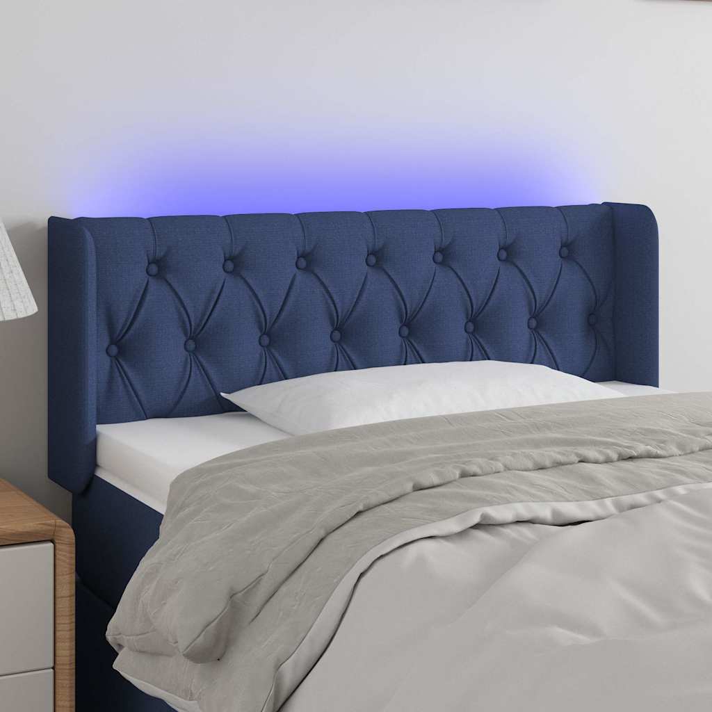 Vidaxl hoofdbord led 103x16x78 88 cm stof blauw