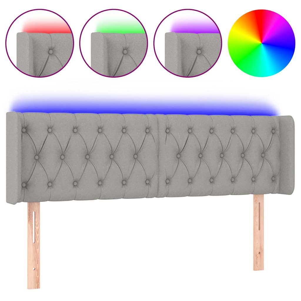 Vidaxl hoofdbord led 147x16x78 88 cm stof lichtgrijs