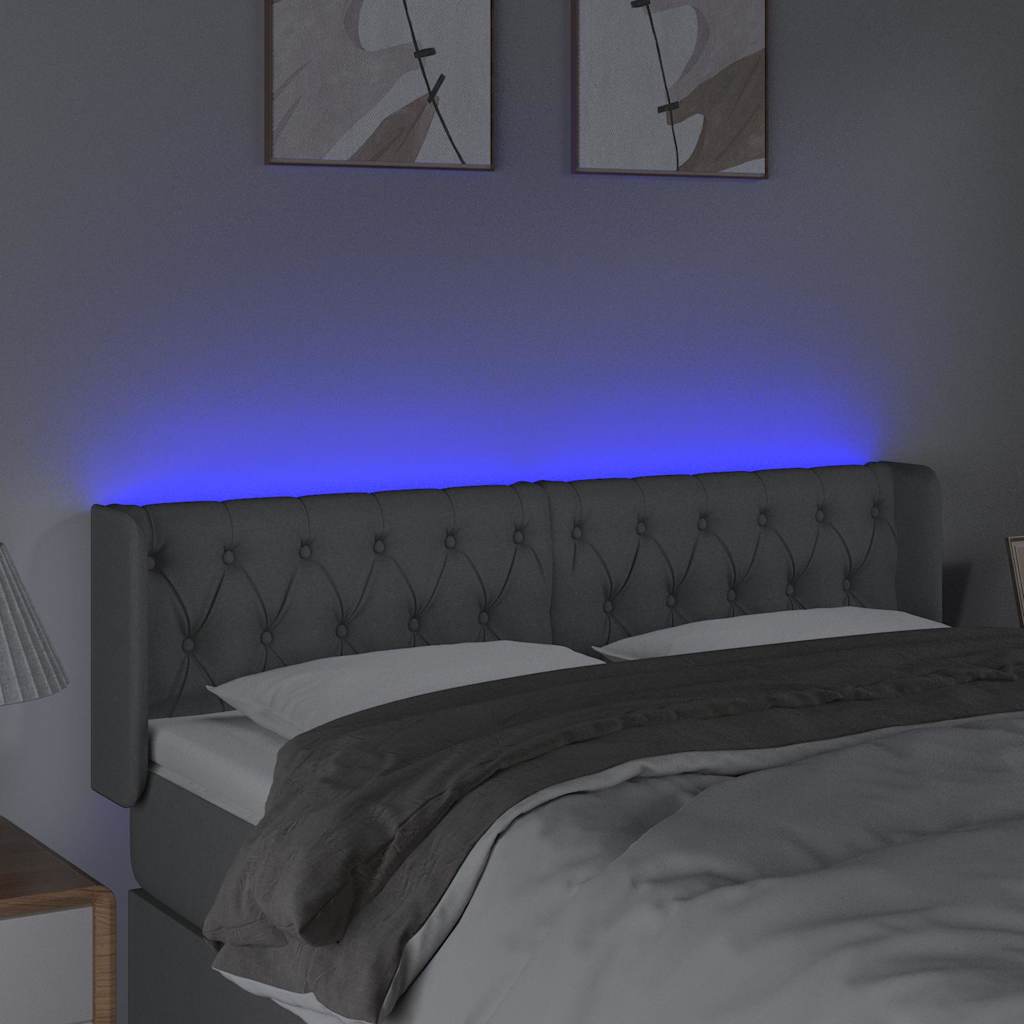 Vidaxl hoofdbord led 147x16x78 88 cm stof lichtgrijs