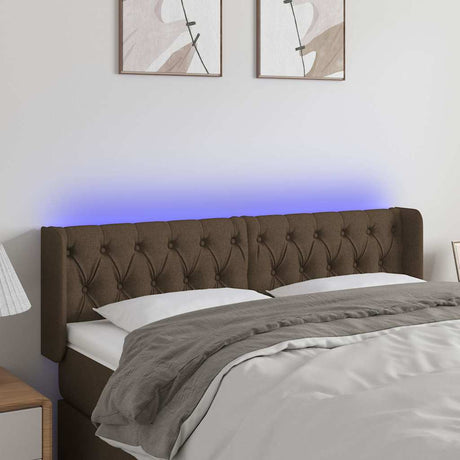 Vidaxl hoofdbord led 147x16x78 88 cm stof donkerbruin