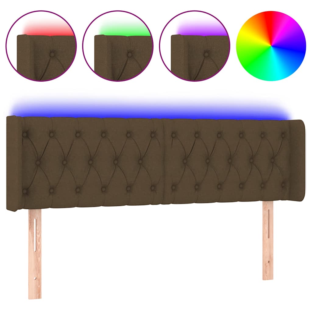 Vidaxl hoofdbord led 163x16x78 88 cm stof donkerbruin