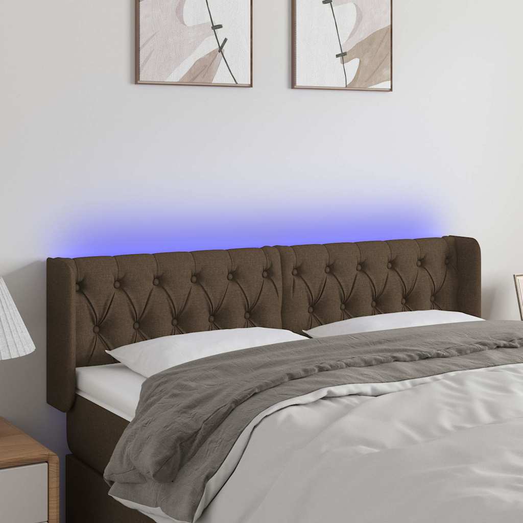 Vidaxl hoofdbord led 163x16x78 88 cm stof donkerbruin