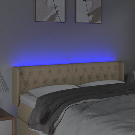 Vidaxl hoofdbord led 163x16x78 88 cm stof crèmekleurig