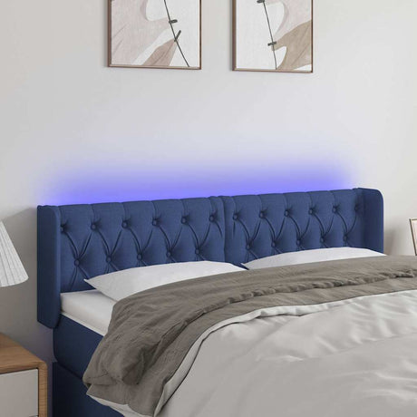 Vidaxl hoofdbord led 163x16x78 88 cm stof blauw