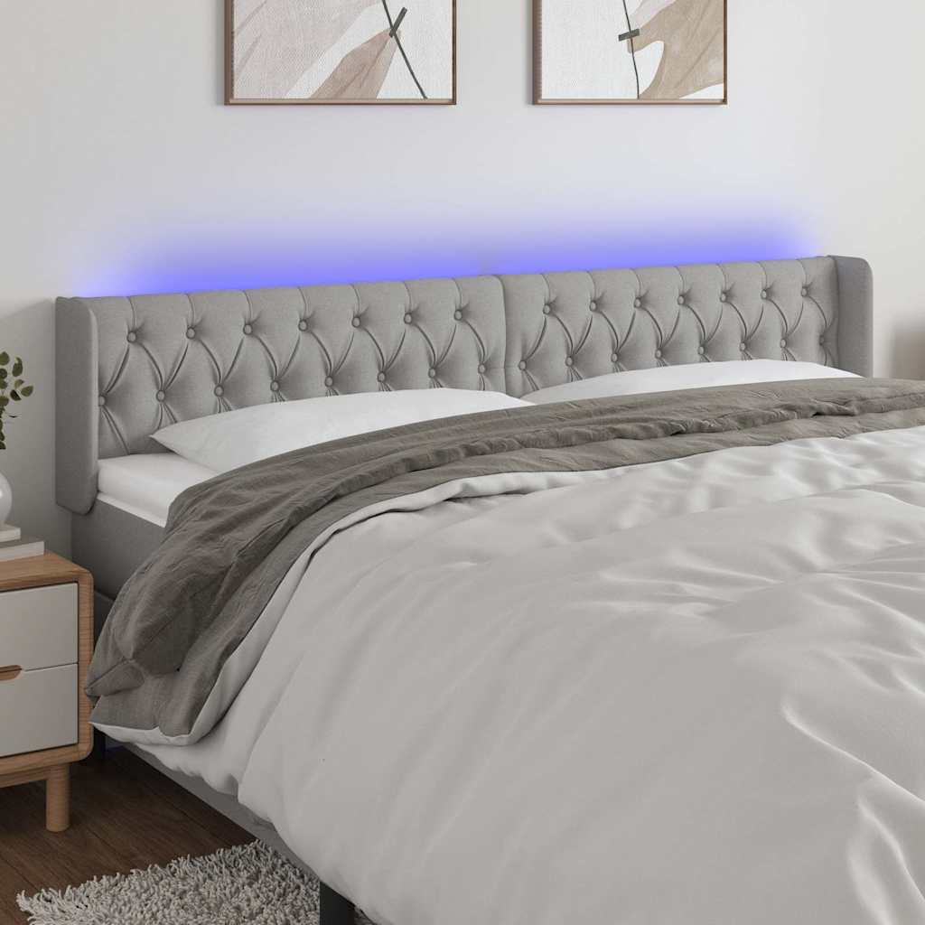 Vidaxl hoofdbord led 183x16x78 88 cm stof lichtgrijs
