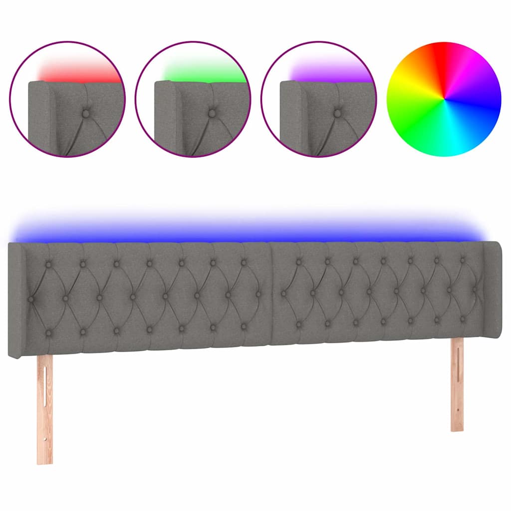 Vidaxl hoofdbord led 183x16x78 88 cm stof donkergrijs