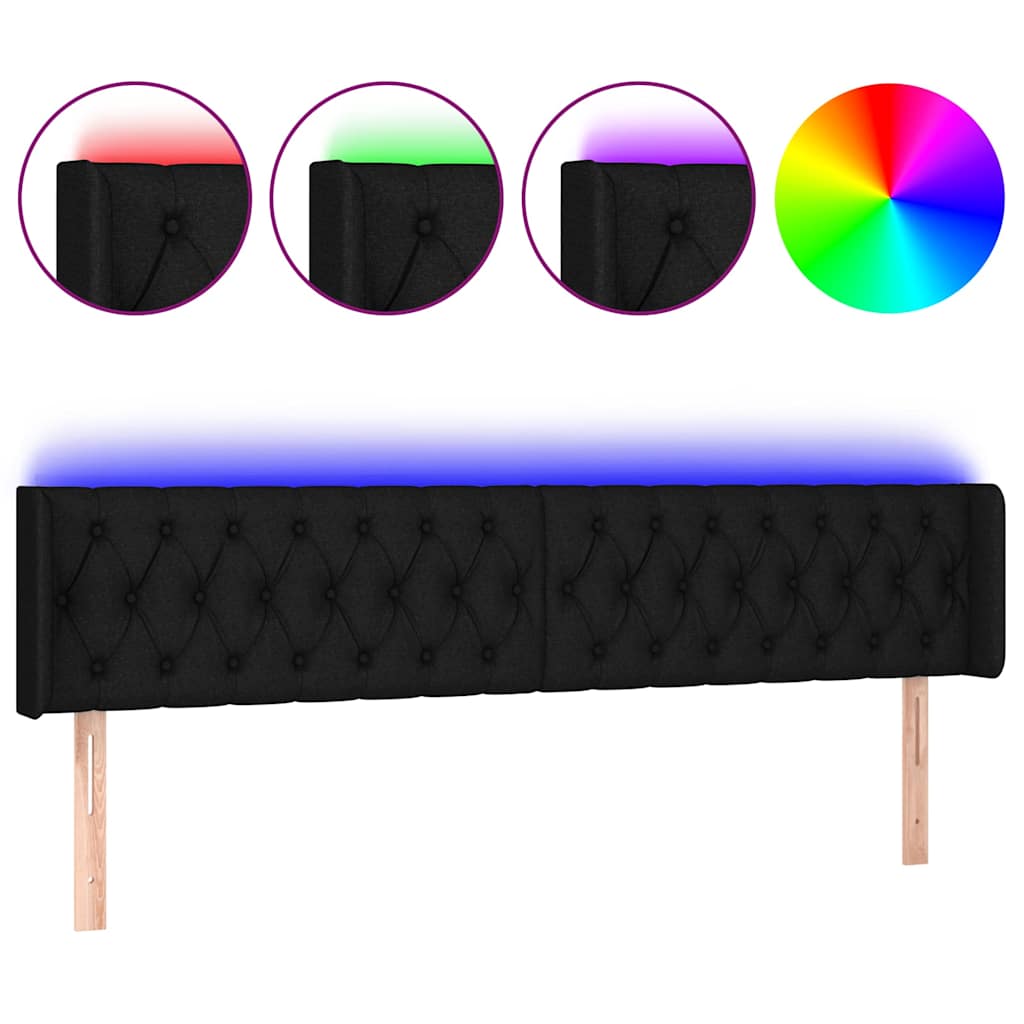 Vidaxl hoofdbord led 183x16x78 88 cm stof zwart