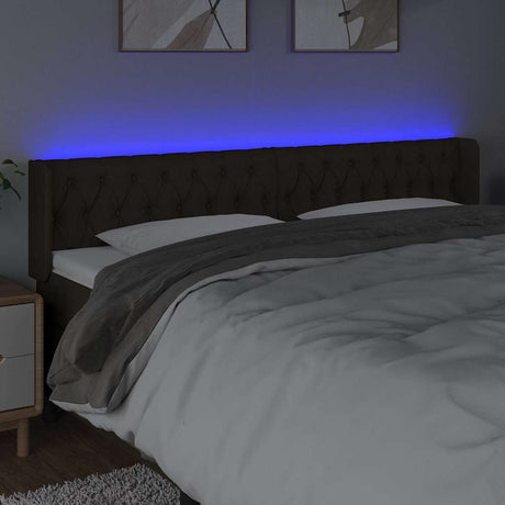 Vidaxl hoofdbord led 183x16x78 88 cm stof donkerbruin