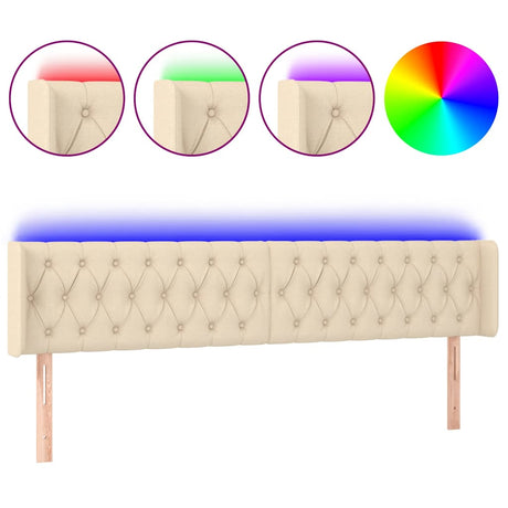 Vidaxl hoofdbord led 183x16x78 88 cm stof crèmekleurig