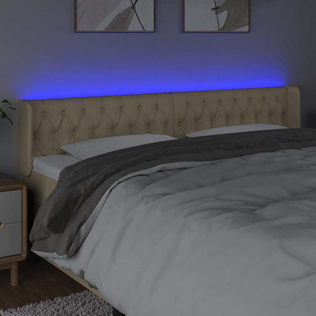 Vidaxl hoofdbord led 183x16x78 88 cm stof crèmekleurig
