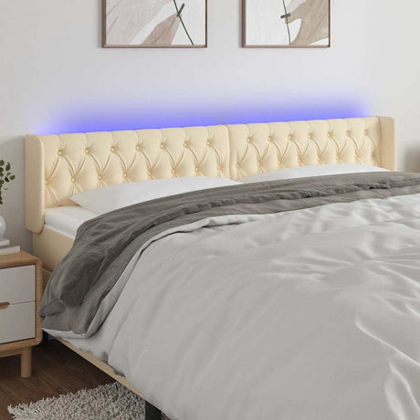 Vidaxl hoofdbord led 183x16x78 88 cm stof crèmekleurig