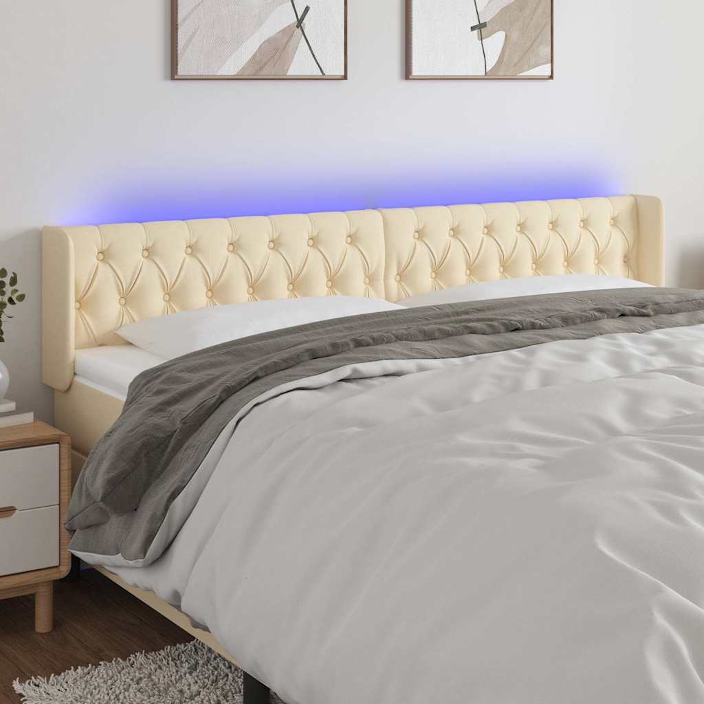 Vidaxl hoofdbord led 183x16x78 88 cm stof crèmekleurig