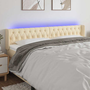 Vidaxl hoofdbord led 183x16x78 88 cm stof crèmekleurig