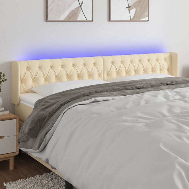 Vidaxl hoofdbord led 183x16x78 88 cm stof crèmekleurig