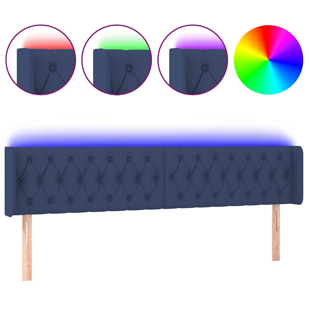 Vidaxl hoofdbord led 183x16x78 88 cm stof blauw