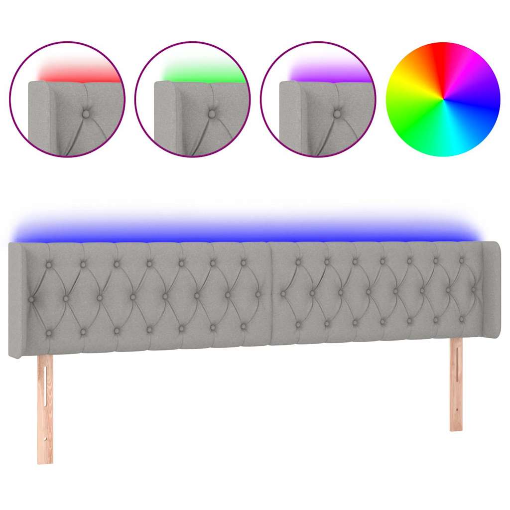 Vidaxl hoofdbord led 203x16x78 88 cm stof lichtgrijs