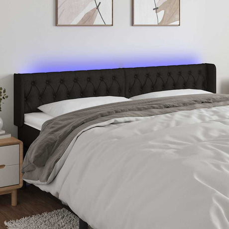 Vidaxl hoofdbord led 203x16x78 88 cm stof zwart